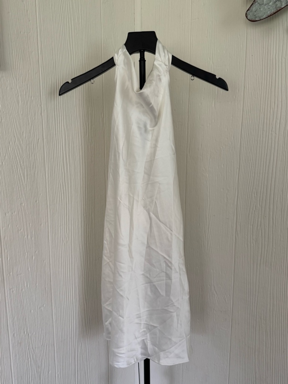 NWOT Nasty Gal Ivory Satin Halter Cowl Neck Slip Dress US 4 - Picture 3 of 7